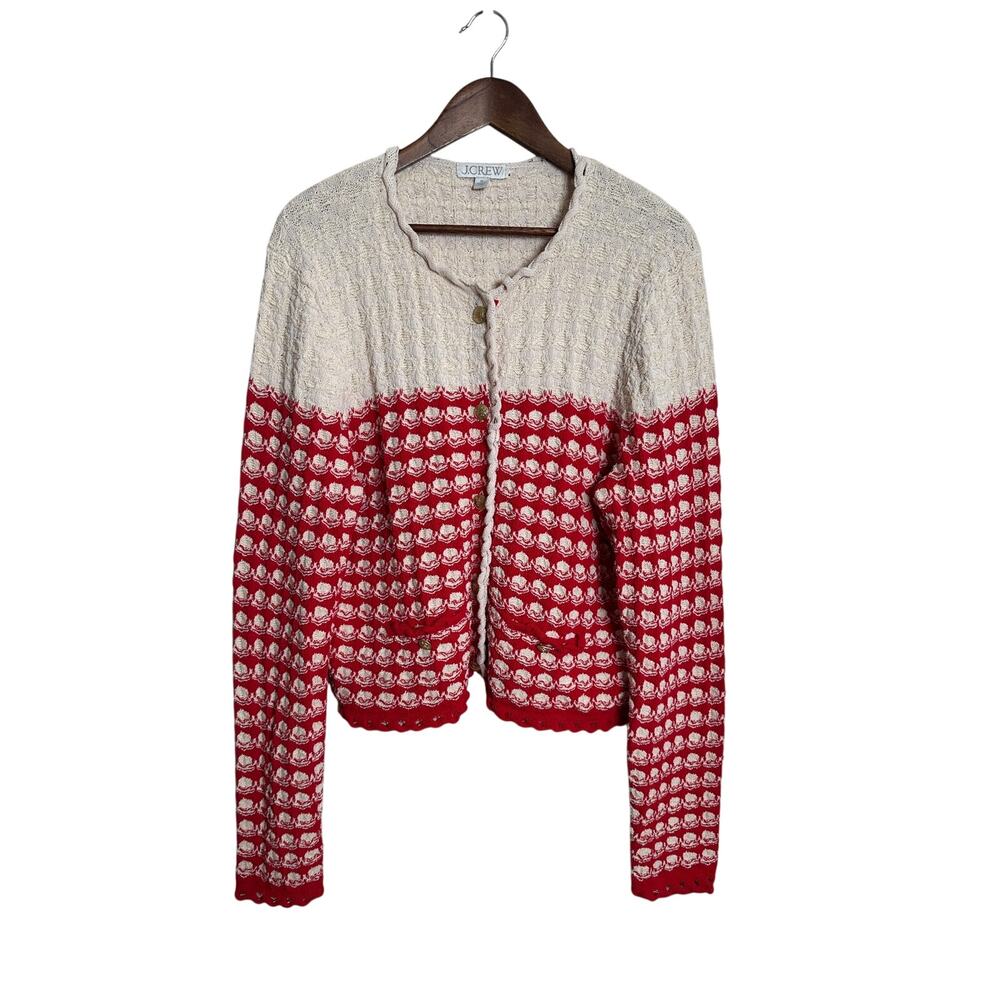 J.Crew Textured Crochet Lady Jacket in Moroccan Sand Red size XL Coastal Cottage